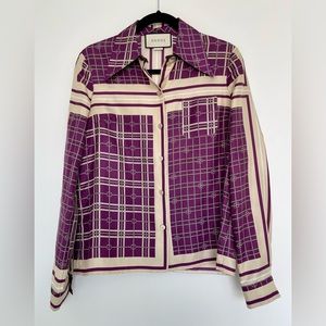 Gucci Twill Blouse with GG Rope Pattern in Purple